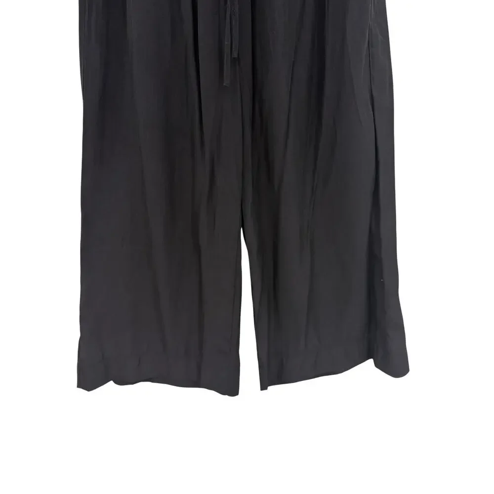 Mersea Ibiza Wide Leg Pull On Pants Black Ruffle Waist Pockets Size Small NWT
